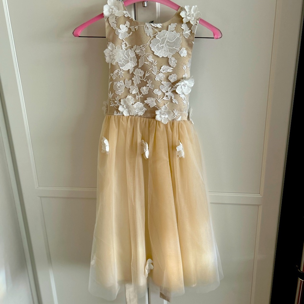 Elegant Floral Embroidered Flower Girl Dress